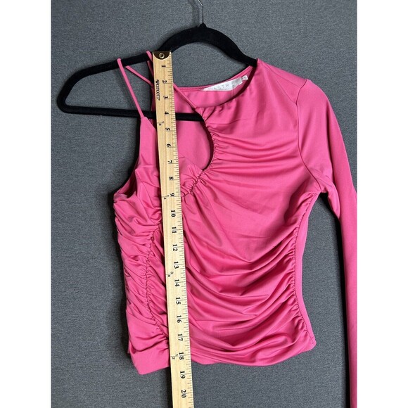 ASTR One Long Sleeve Top Blouse Pink Ruched Gathered Front Stretch Women XS - Picture 8 of 8